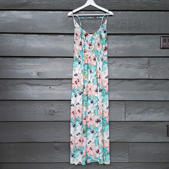 H&M Hibiscus Floral Backless Maxi Dress sz 12 - Picture 10 of 12